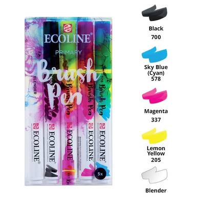 Talens Ecoline Brush Pen Setler 5li Ana Renkler