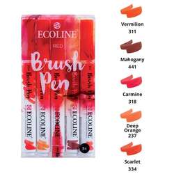 Talens - Talens Ecoline Brush Pen Setler 5li Kırmızı Tonlar