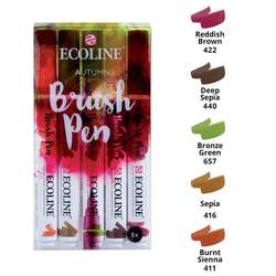 Talens - Talens Ecoline Brush Pen Setler 5li Sonbahar Tonlar