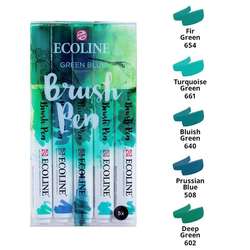 Talens - Talens Ecoline Brush Pen Setler 5li Yeşil-Mavi Tonlar