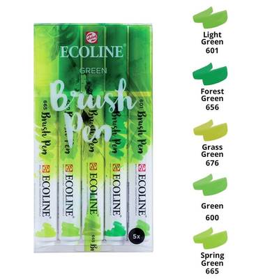 Talens Ecoline Brush Pen Setler 5li Yeşil Tonlar