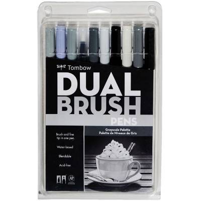 Tombow Dual Brush Pen 10lu Grayscale Palette