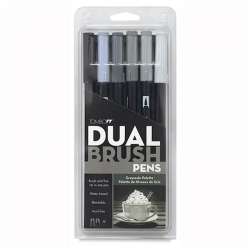 Tombow - Tombow Dual Brush Pen 6lı Grayscale Palette