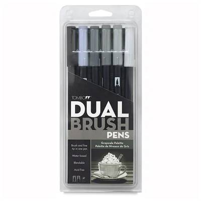 Tombow Dual Brush Pen 6lı Grayscale Palette