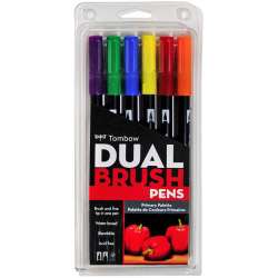 Tombow - Tombow Dual Brush Pen 6lı Primary Palette