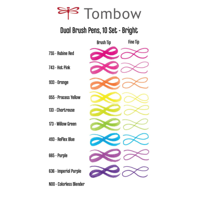 Tombow Dual Brush Pen 10lu Bright Palette