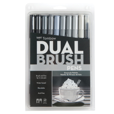 Tombow Dual Brush Pen Grayscale Palette 10lu Set 56171