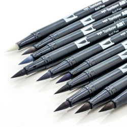 Tombow Dual Brush Pen Grayscale Palette 10lu Set 56171 - 3