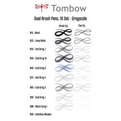 Tombow Dual Brush Pen Grayscale Palette 10lu Set 56171 - 6