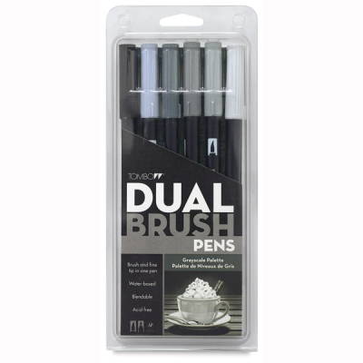 Tombow Dual Brush Pen Grayscale Palette 6lı Set 56166