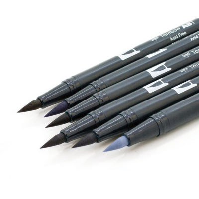 Tombow Dual Brush Pen Grayscale Palette 6lı Set 56166