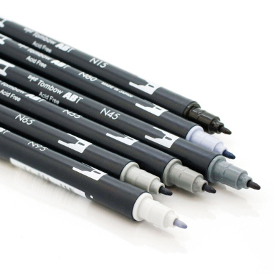 Tombow Dual Brush Pen Grayscale Palette 6lı Set 56166