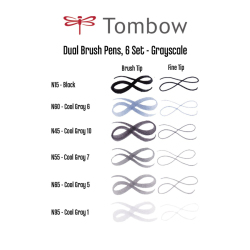 Tombow Dual Brush Pen Grayscale Palette 6lı Set 56166 - 6