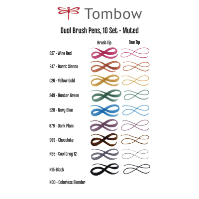 Tombow Dual Brush Pen Muted Palette 10lu Set 56186