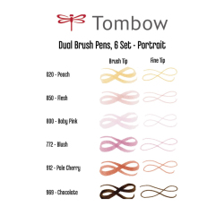 Tombow Dual Brush Pen Portrait Palette 6lı Set - 6