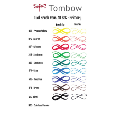 Tombow Dual Brush Pen Primary Palette 10lu Set 56167