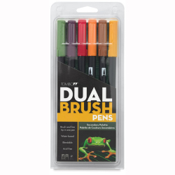 Tombow - Tombow Dual Brush Pen Secondary Palette 6lı Set 56163