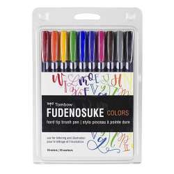 Tombow - Tombow Fudenosuke Brush Pen Fırça Uçlu Kalem 10lu Set