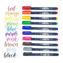 Tombow - Tombow Fudenosuke Brush Pen Fırça Uçlu Kalem 10lu Set (1)