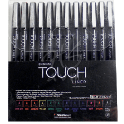 Touch - Touch Liner Brush Renkli 12li Fırça Uçlu Kalem Set SH4305012