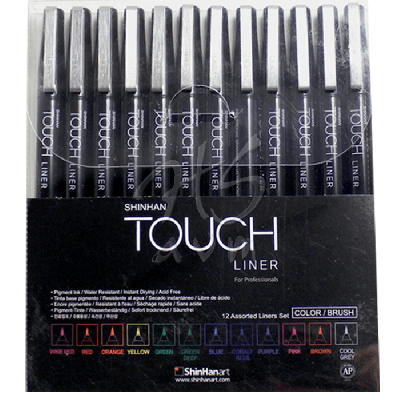 Touch Liner Brush Renkli 12li Fırça Uçlu Kalem Set SH4305012