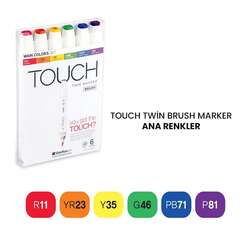 Touch - Touch Twin Brush Marker Kalem 6lı Set Ana Renkler