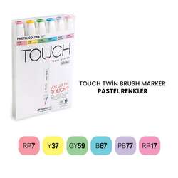 Touch - Touch Twin Brush Marker Kalem 6lı Set Pastel Renkler