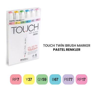 Touch Twin Brush Marker Kalem 6lı Set Pastel Renkler