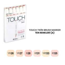 Touch - Touch Twin Brush Marker Kalem 6lı Set Ten Renkleri (A)