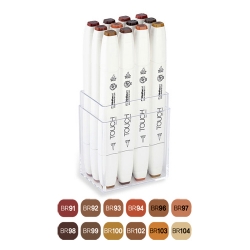 Touch - Touch Twin Brush Marker Kalem 12li Set Ahşap Renkler