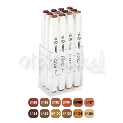 Touch Twin Brush Marker Kalem 12li Set Ahşap Renkler