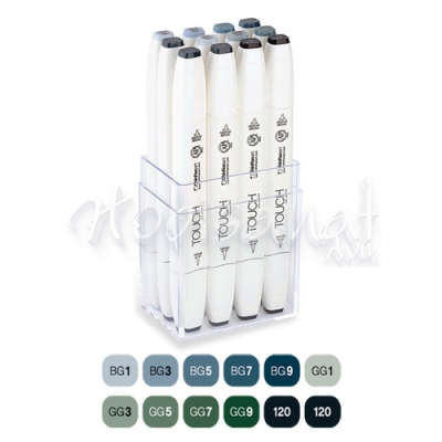 Touch Twin Brush Marker Kalem 12li Set Mavimsi Griler