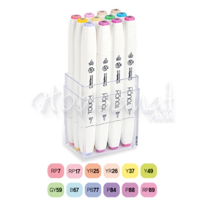 Touch Twin Brush Marker Kalem 12li Set Pastel Renkler