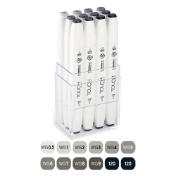 Touch - Touch Twin Brush Marker Kalem 12li Set Sıcak Griler