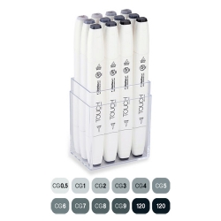 Touch - Touch Twin Brush Marker Kalem 12li Set Soğuk Griler