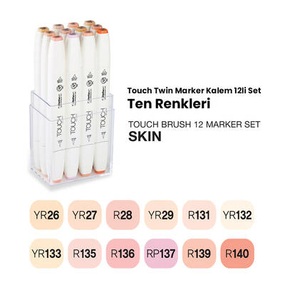 Touch Twin Brush Marker Kalem 12li Set Ten Renkleri