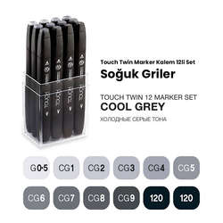 Touch - Touch Twin Marker Kalem 12li Set Soğuk Griler