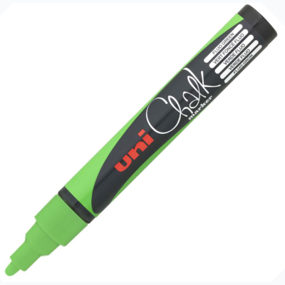 Uni Chalk Marker Wet Wipe Fluo Green 1.8-2.5mm
