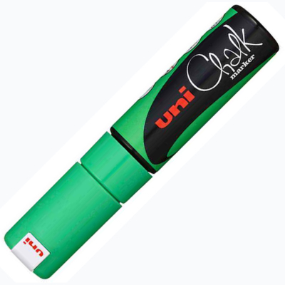 Uni Chalk Marker Wet Wipe Fluo Green 8.0mm