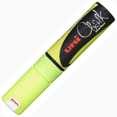 Uni Chalk Marker Wet Wipe Fluo Yellow 8.0 mm