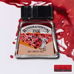 Winsor&Newton - Winsor&Newton Ink Çizim Mürekkebi 14 ml 040 Brick Red