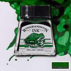 Winsor&Newton - Winsor&Newton Ink Çizim Mürekkebi 14 ml 046 Brilliant Green