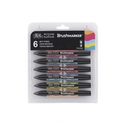 Winsor&Newton - Winsor&Newton Brush Marker 6lı Set Mid Tones