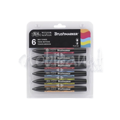 Winsor&Newton Brush Marker 6lı Set Mid Tones