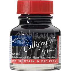 Winsor&Newton - Winsor&Newton Kaligrafi Mürekkep 30 ml Matt Black 030