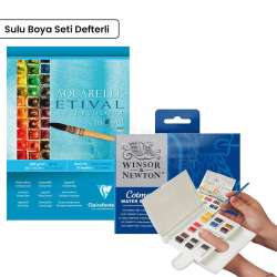 Winsor&Newton - Winsor&Newton Cotman Compact 14lü Sulu Boya Seti Defter Hediyeli