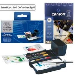 Winsor&Newton - Winsor&Newton Cotman Field Box 12li Sulu Boya Seti Defter Hediyeli