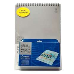 Winsor&Newton - Winsor&Newton Cotman Sulu Boya 24lü Yarım Tablet + Defter Hediyeli 26x36cm