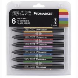 Winsor&Newton - Winsor&Newton Promarker 6lı Set Mid Tones (1)