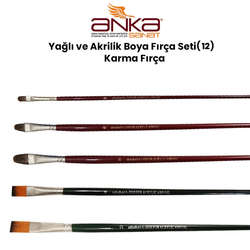 Anka Art - Yağlı ve Akrilik Boya Fırça Seti (12) Karma Fırça